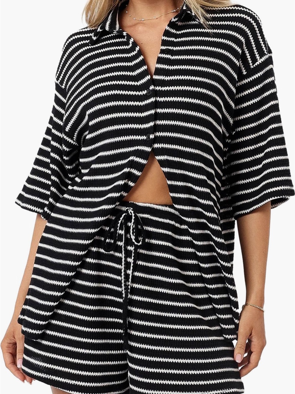 Petal & Pup Striped Black & White Linnea Set